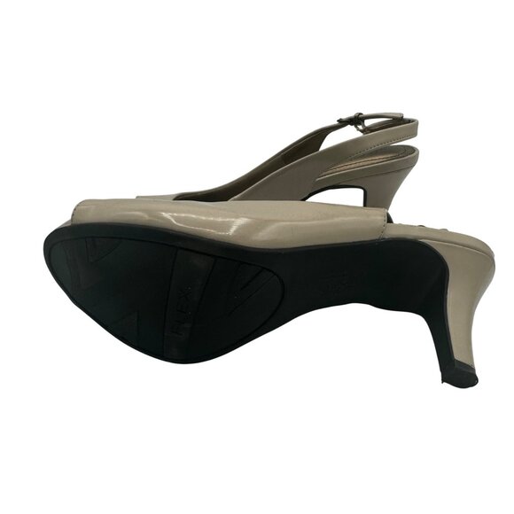 Taupe Teller  Slingback Heels By LifeStride Size 7 Womens Patent Leather Look - Picture 6 of 8